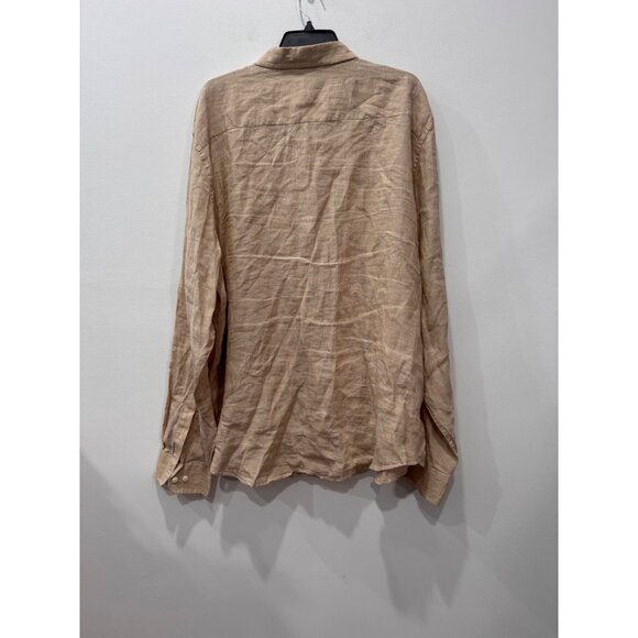 Nautica Men's Size XXL Beige 100% Linen Button-Up Shirt Long Sleeve - Picture 8 of 9